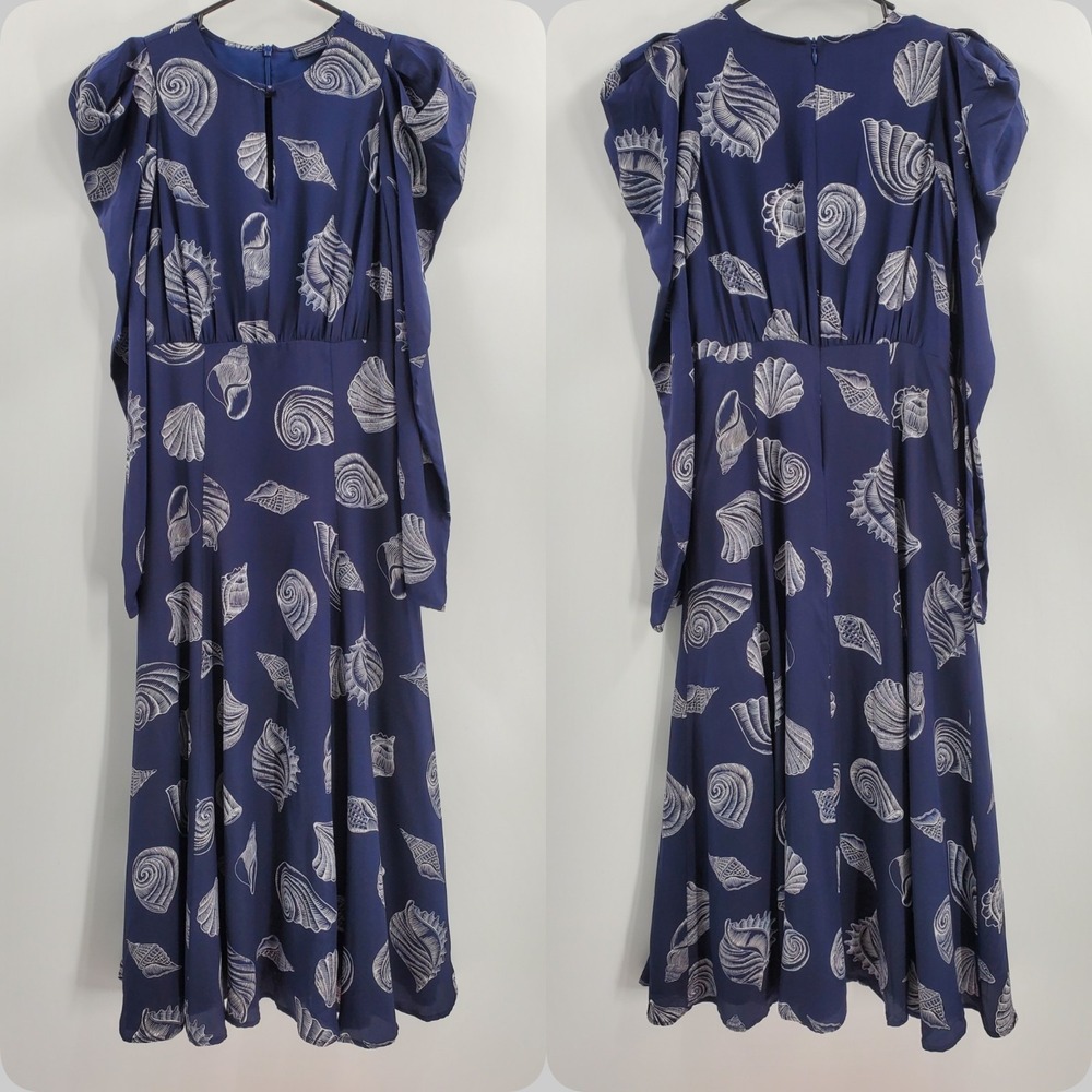 Women's Vineyard Vines Silk Long Sleeve Seashell Print Dress Size 2